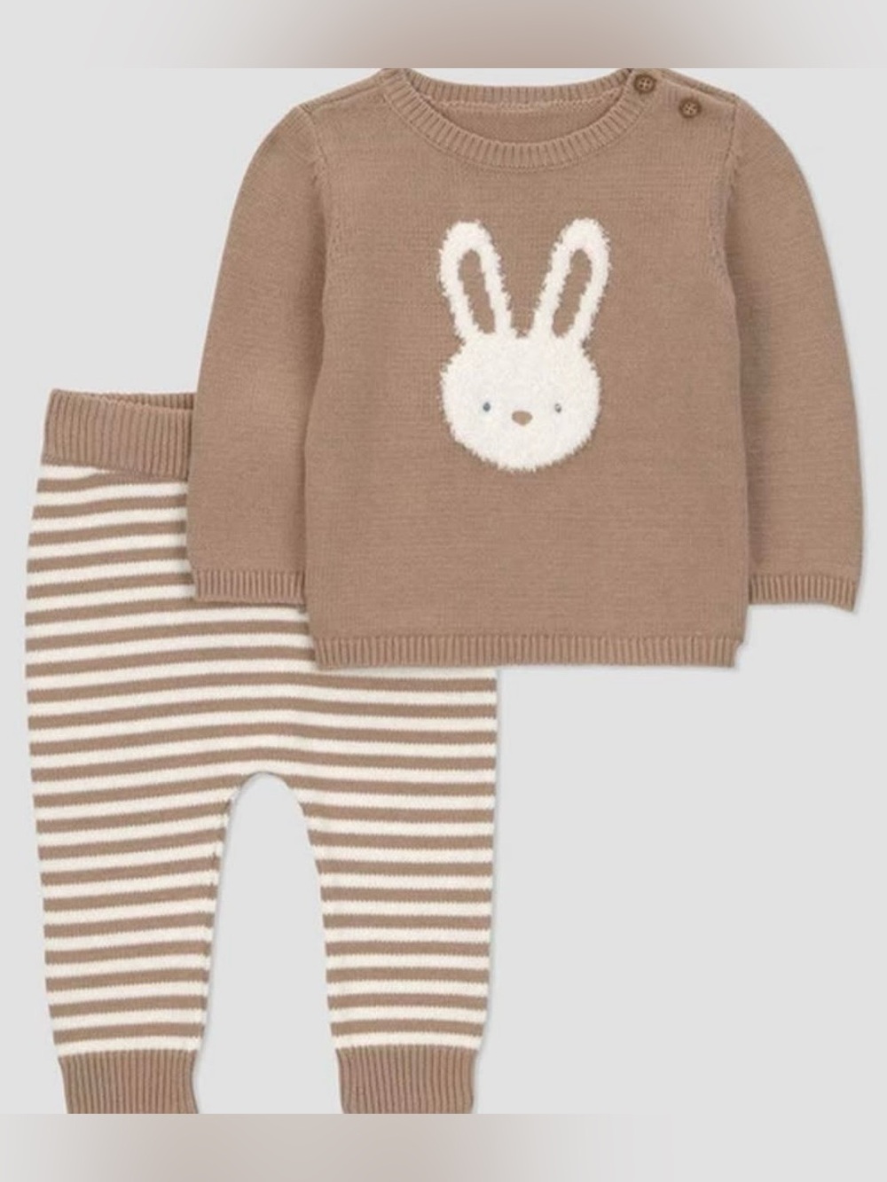 Carter's Tan and Cream Bunny Knit Baby Matching Set